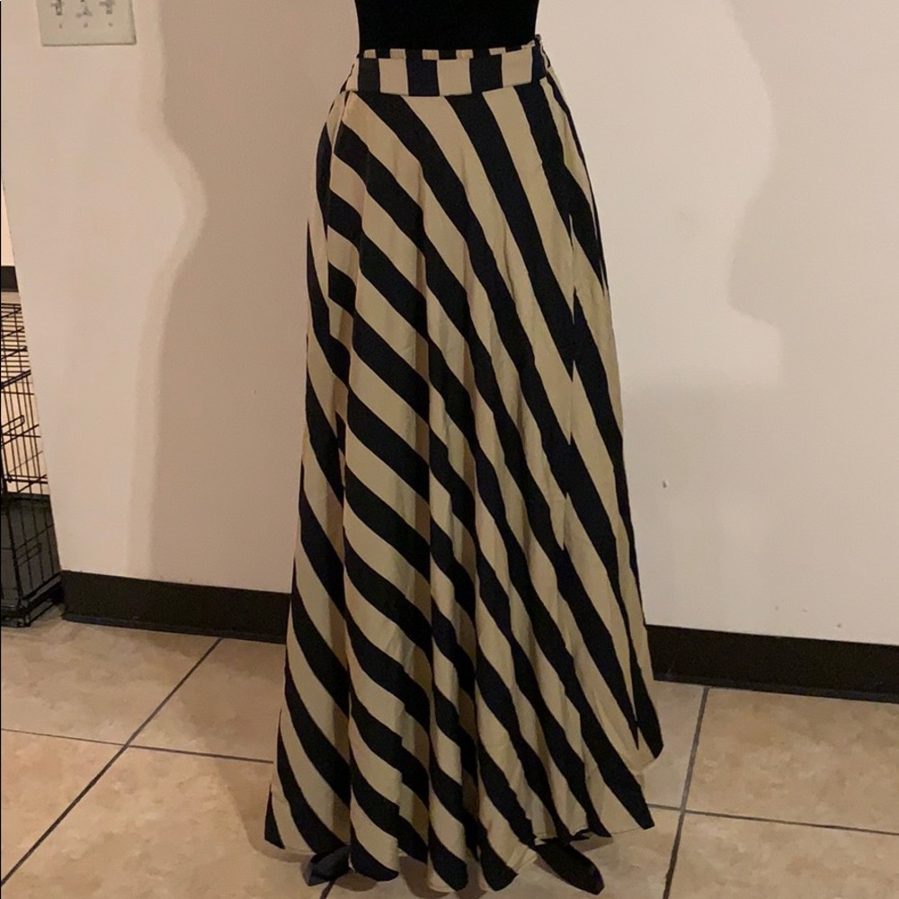 Black and khaki long flare skirt